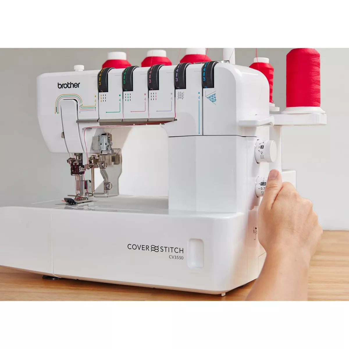 Brother CV 3550 — цветная маркировка нитенаправителей