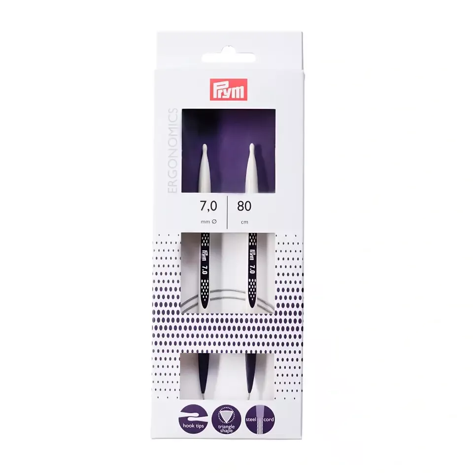 215810 Спицы круговые, 80 см, 7,0 мм, пластик, Prym Ergonomics