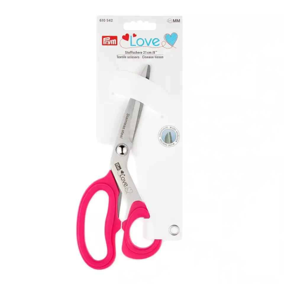 610542 Ножницы для ткани с микрозаточкой, розовый, 21 см, Prym Love