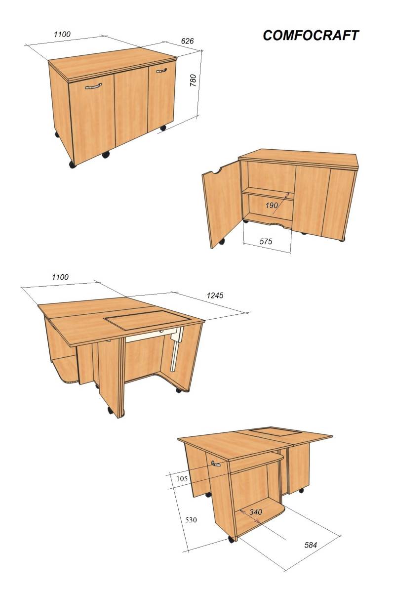 Стол для швейной машины и оверлока комфорт 7
