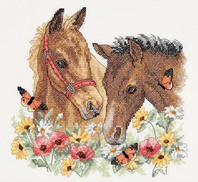 3230 Набор для вышивания Друзья-лошади (Horse Friends), 30 x 28 см, Dimensions