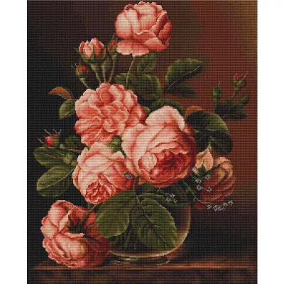 G488 Набор для вышивания Ваза с розами (Vase with Roses), 24 x 30 см, Luca-S