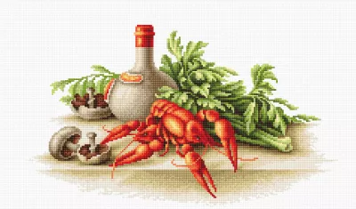 B2258 Набор для вышивки Натюрморт с раками (Still Life with Crayfish), 37,5 x 22 см, Luca-S