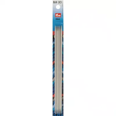 191490 Спицы чулочные, жемчужно-серые, 20 см, 3,0 мм, Prym