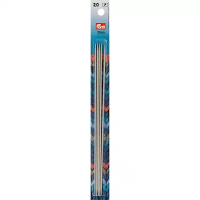 191486 Спицы чулочные, жемчужно-серые, 20 см, 2,0 мм, Prym