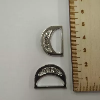 Полукольцо/4 страз, 20 мм, никель,  металл