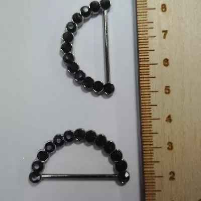 Полукольцо, 25 мм, темный никель/черный,  металл