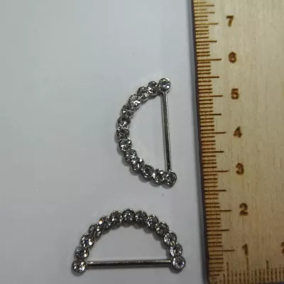 Полукольцо, 20 мм, никель/белый,  металл