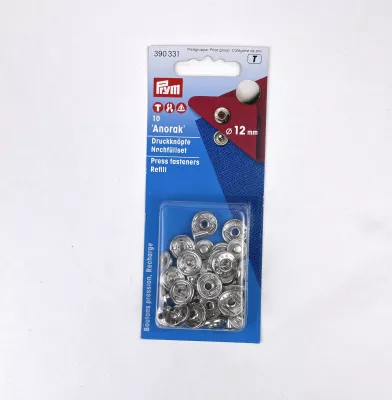 390331 Пополняющий набор кнопок Anorak 12мм Prym серебро