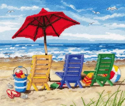 20022 Набор для вышивания Трио пляжных кресел (Beach Chair Trio), 41 x 30 см, Dimensions