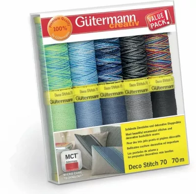 702166 (2) набор швейных ниток Deco stitch 70, 70 м, 10 кат Gutermann