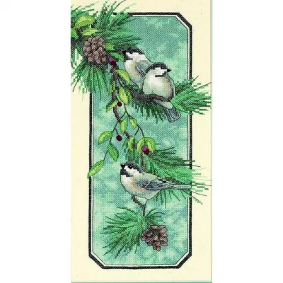 3199 Набор для вышивания Синицы на ветке (Chickadees on a Branch), 20 x 41 см, Dimensions