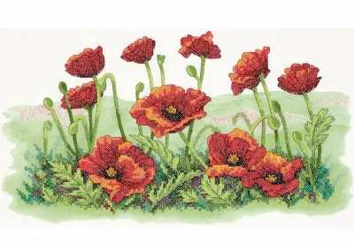 3237 Набор для вышивания Маковое поле (Field of poppies), 41 x 25 см, Dimensions
