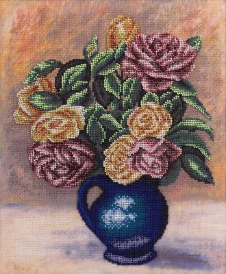 Набор для вышивания PANNA C-1686  ( Ц-1686 )  Розы в синей вазе