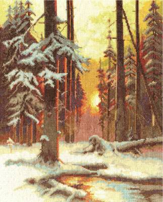Набор для вышивания PANNA VH-1076  ( ВХ-1076 )  Закат в снежном лесу