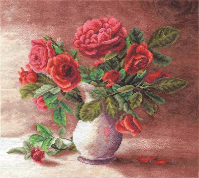 Набор для вышивания PANNA C-1153  ( Ц-1153 )  Красные розы в белом кувшине