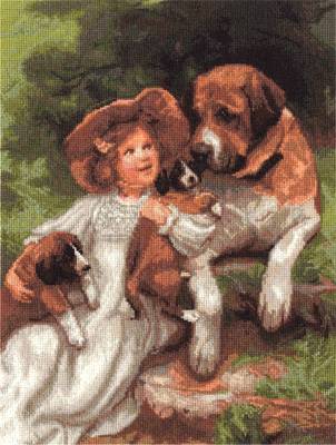 Набор для вышивания PANNA VH-1328  ( ВХ-1328 )  Девочка с собаками