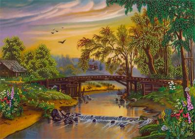 Набор для вышивания PANNA Живая картина   JK-2055  ( ЖК-2055 )  Мост над рекой