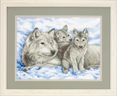 13130 Набор для вышивания Мать-волчица и детеныши (Mother Wolf and Pups), 41 x 30 см, Dimensions