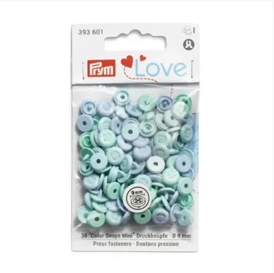 393601 Кнопки Color Snaps Mini с имитацией стежка 9 мм Prym Love