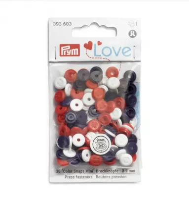 393603 Кнопки Color Snaps Mini с имитацией стежка 9 мм Prym Love