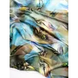 Корейский шелк для шитья, 95% полиэстер, 5% эластан, 1 м, ширина 150 см, цвет бирюзово-песочный — фото 4