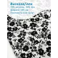 Вискоза лен, ткань для шитья, ширина 145 см, 1 м, цвет черные цветочки — фото 1